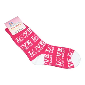 Las Vegas “Love LV” Cotton Socks – Pink & White Souvenir (Size 9-11)