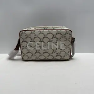 Pre-owned Celine Canvas Crossbody Bags Triomphe Medium Messenger Bag Beige CPU1222