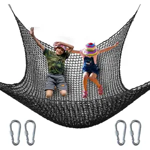 Kids Climbing Cargo Net 6.5 * 9.8 ft Playground Safety Net Polyester Double Layers Net Bridge for Inside Outside Backyard Tree House Obstacle Training Monkey Bar Black