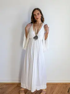 Goddess Dress - Greek Goddess Bell Sleeve Dress - Festival Boho Dress - Boho Wedding Dress in White