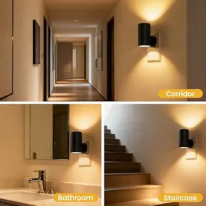 2 Pack Modern LED Night Light Plug into Wall, 0-80LM Adjustable Brightness with Dusk to Dawn Sensor, Soft White 3000K Smart Lamplight for Bedroom Hallway Stairway