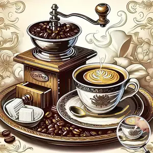 Coffee Cup Theme DIY Diamond Art Canvas | Satisfying Craft Kit Cozy Kitchen Home Ornament