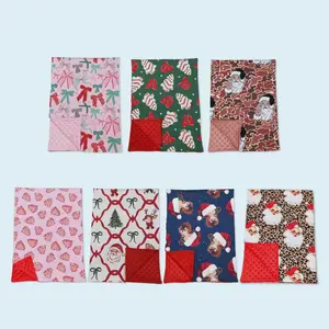 Cheetah Santa baby girls Christmas blankets