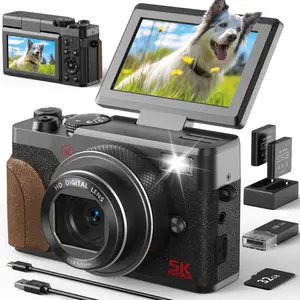NBD 5K Retro Digital Camera 64MP Vlogging Camera with 3" Flip Screen 18X Zoom 2 Batteries for Teens and Adults