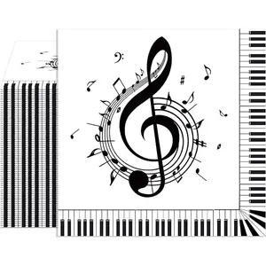 40pcs Black and White Musical Note Disposable 2-Ply Napkins for Boys and Girls Music Themed Birthday Party Decorations