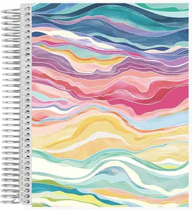 7x9 Colorful Layers Coiled Notebook - productivity layout, platinum coil