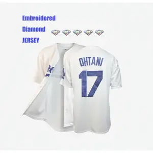 [Limited Edition Rhinestone-Studded Baseball Jersey] Ohtani baseball jersey, unisex diamond-studded size17 white baseball jersey, casual sports short-sleeved T-shirt for everyday wear,  men's sportswear, sports tops Men's Breathable Baseball Jersey