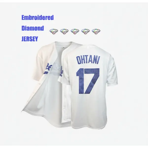 ujersey[Embroidery-Diamond] unisex White No.17 baseball jersey, men's diamond-studded size 17 white baseball jersey, casual sports short-sleeved T-shirt for everyday wear,  sportswear, sports tops Men's Breathable Baseball Jersey