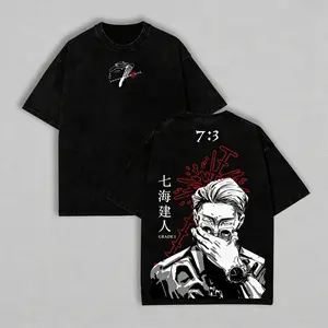 Kento Nanami - Jujutsu Kaisen Anime Double Printed Vintage Washed Unisex Oversize Anime Manga Washed Heavyweight Cotton T-shirt, gifts For Anime Fan, Anime Lover Jujutsu Kaisen anime merchandise