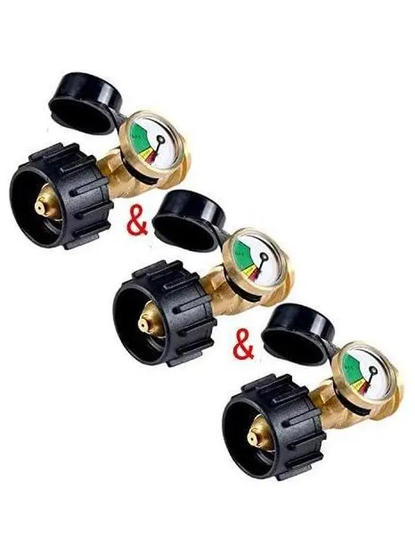 3 PCS Universal QCC1 Gas Tank Gauge - Gas Appliance Leak Detection Meter for 20-40lb Tanks, Heaters, Grills, with Dust Covers