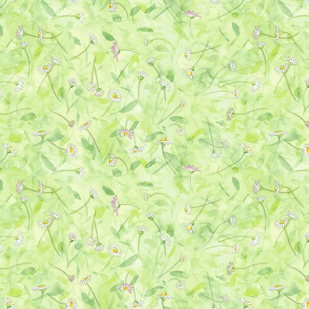 Mouseplay | Daisy Field - Green by Anita Jeram by Clothworks | Y4751-21