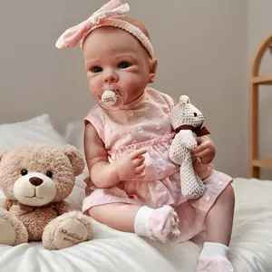Betty Baby Girl Realistic Newborn Doll Full Vinyl 3D Face Soft Pink Dress Pacifier Bottle No Crying Eyes Birthday Christmas Gifts Role Play Collectible 45cm Handmade Details