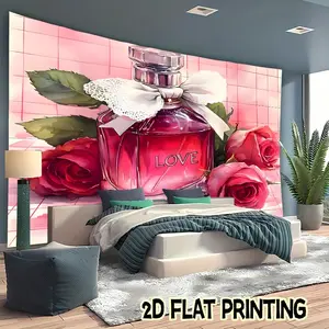 2D flat banner 1pc party banner Transparent perfume bottle Theme design-multi-functional decoration suitable for festivals, courtyards, studios, homes and garden celebrations- perfect Valentine 's Day gift，Anniversary gift