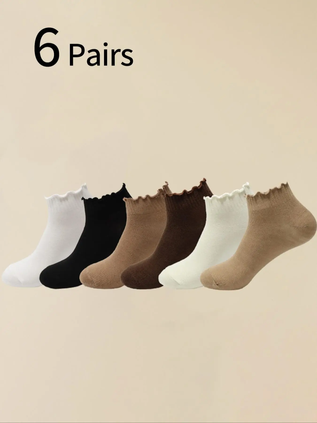 6 Pairs Women's Ankle Socks, Casual Comfy Socks, Sock Set, Plain F Fitted Basic Casual Style, Spring & Fall Low Top Short Socks, Perfect for Daily Wear, Minimalist