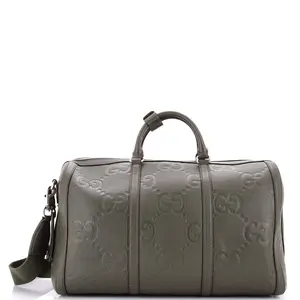 Pre-owned GUCCI Leather Travel Bags Duffle Bag Jumbo GG Embossed Small by Rebag