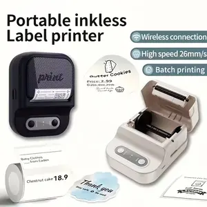 Portable Thermal Label Wireless Printer, Mini Printer with 1 Roll 50x60mm Labels, Suitable for Android & Apple Systems, Office Use