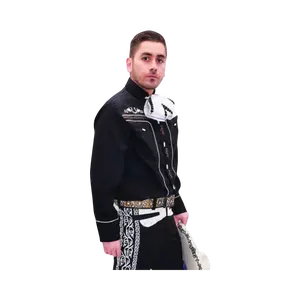 Camisa Charra para Hombre Color Negro con Blanco – Estilo Mexicano Elegante