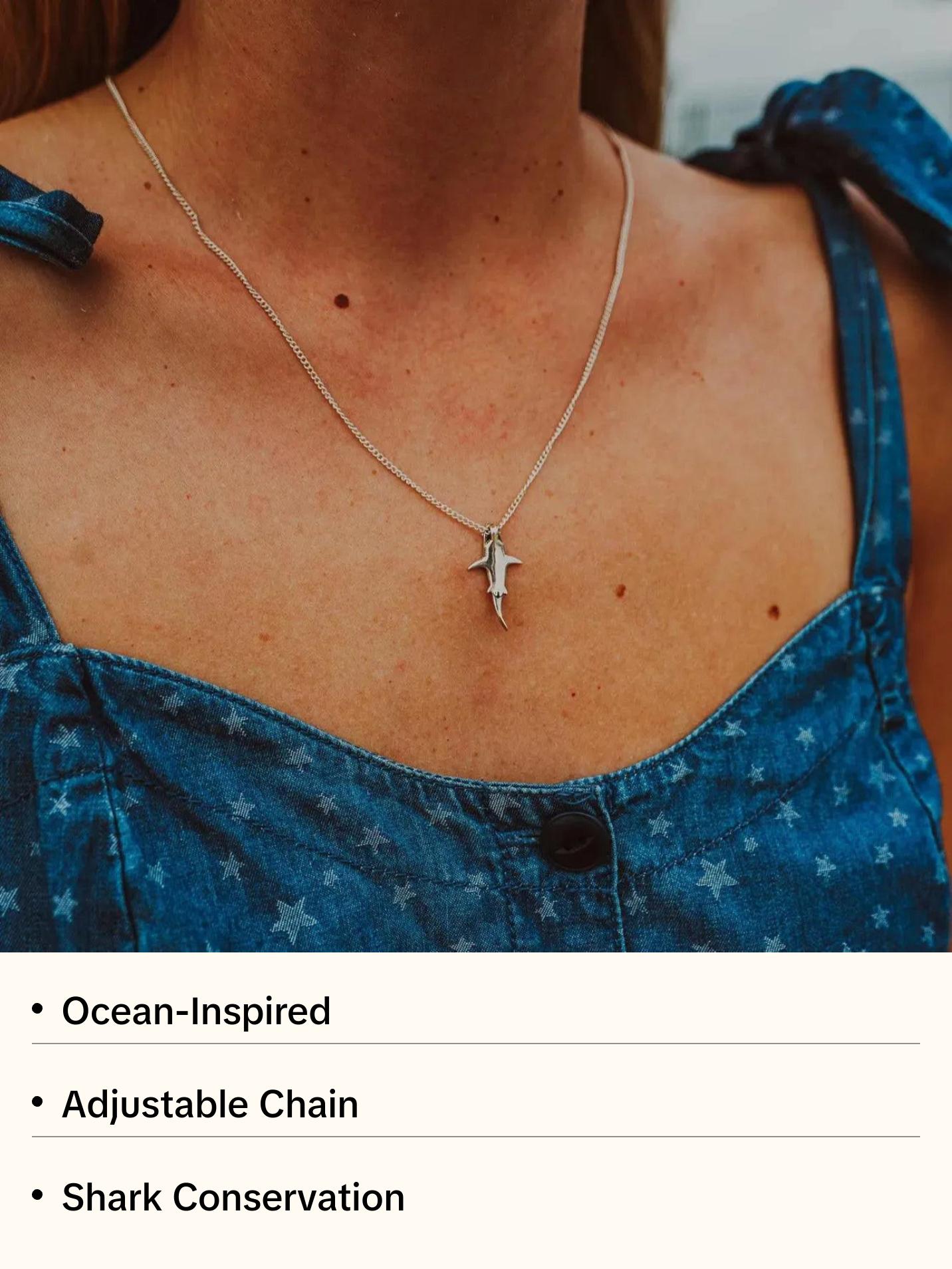 Great White Shark Necklace – Ocean-Inspired Jewelry, Durable Stainless Steel Pendant | Cape Clasp