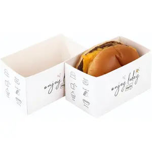 100 Pieces Paper Sandwich Boxes Take Out Containers Mini Burger Boxes Toast Holding Bread Tray for Restaurant Picnic and Party