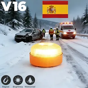 LED Car Emergency Light V16 Flashlight, Magnetic Induction Strobe, Road Accident Lamp, Beacon Safety Accessory Waterproof Safety (Battery not  included)