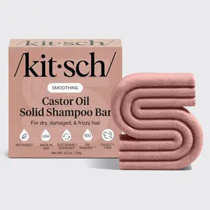 Kitsch Castor Oil Shampoo Bar for Hydration and Moisture, Vegan, Natural Solid Shampoo, Made in USA, Strengthens and Nourishes, Paraben-Free, 3.2oz
