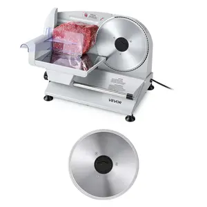 VEVOR Meat Slicer, 7.5" Electric Deli Slicer with 2 SUS420 Blades & 0-0.6" Adjustable Thickness, 200W Home Food-Slicer for Frozen Meat, Ham, Baguett, Steak, UL Approved