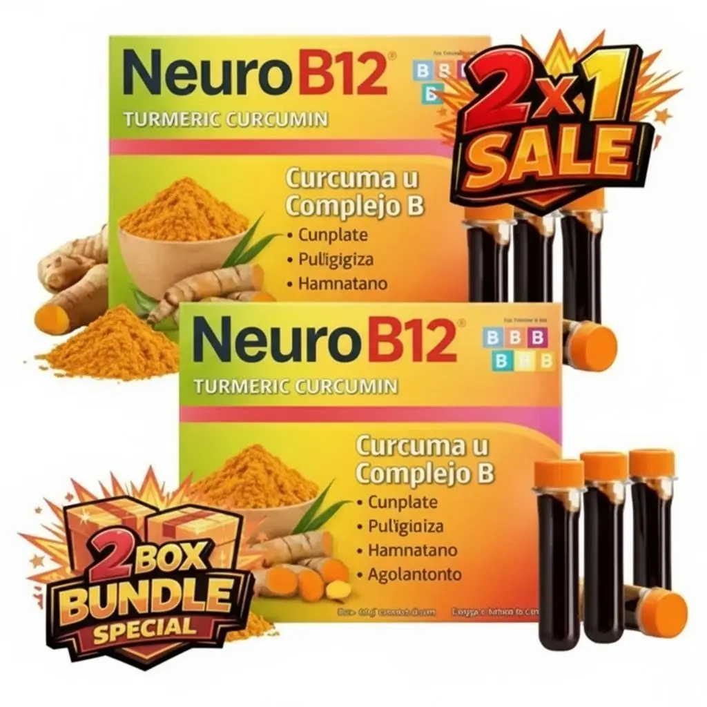 (17) Neuro B12 Turmeric Curcumin 2-Box Bundle – Turmeric and Vitamin B Blend – 2 x Multi-Ampoule Packs – Antioxidant Support