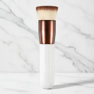 Foundation Brush,Flat Top Kabuki Brush Synthetic Professional Makeup Brush Liquid Blending Mineral Powder Buffing Stippling Makeup Tools, Rose Golden/White