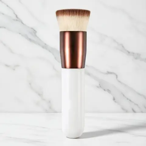 Foundation Brush,Flat Top Kabuki Brush Synthetic Professional Makeup Brush Liquid Blending Mineral Powder Buffing Stippling Makeup Tools, Rose Golden/White