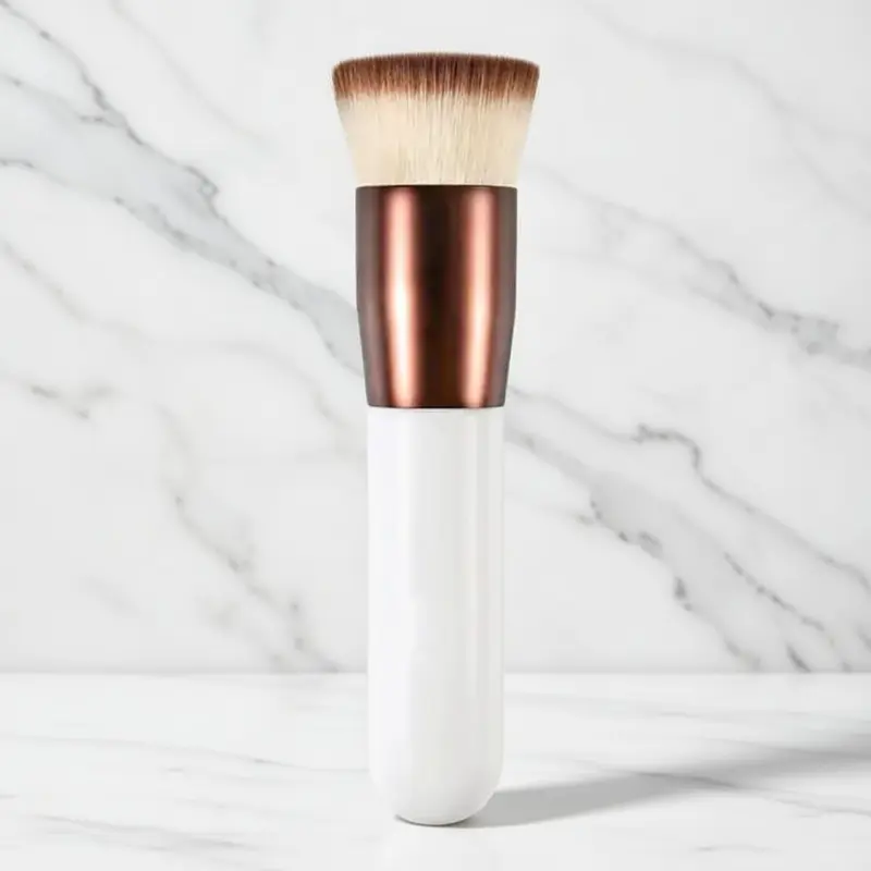 Foundation Brush,Flat Top Kabuki Brush Synthetic Professional Makeup Brush Liquid Blending Mineral Powder Buffing Stippling Makeup Tools, Rose Golden/White