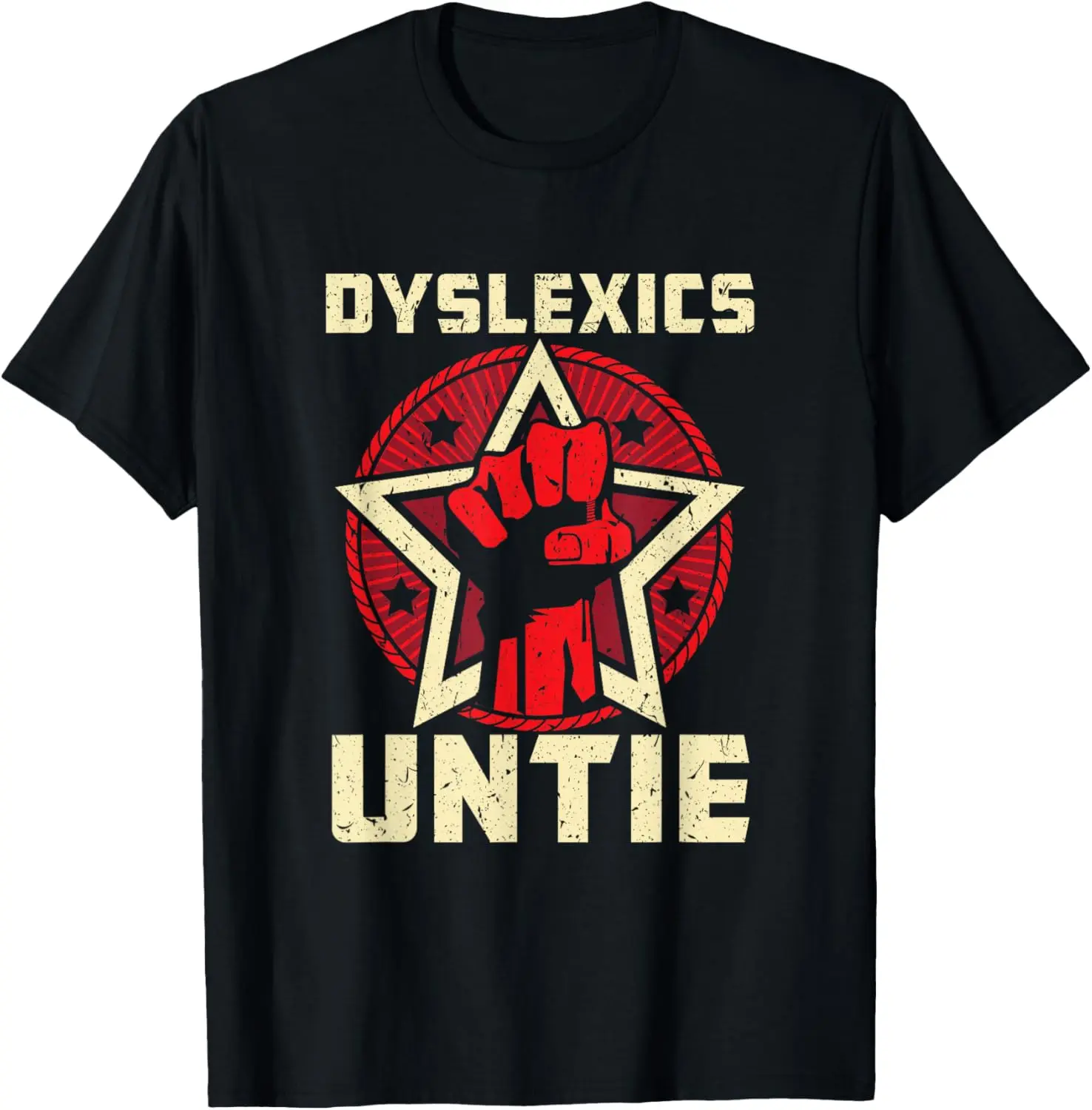 Women's 100% Cotton Regular Fit Round Neck Short-Sleeve T-Shirt - Breathable, Comfortable, Lightweight Casual Top for Dyslexia Awareness with "Dyslexics Untie" Funny Print