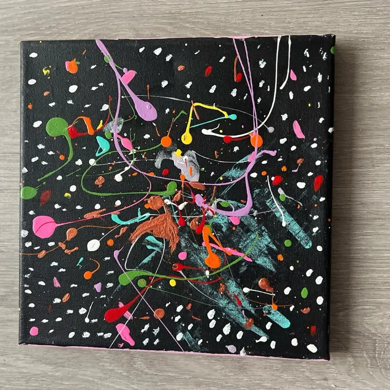Galaxy Abstract Art Canvas with Vibrant Splatter Paint Design for Modern Home Decor