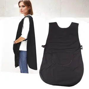 1pc multifunctional black barber cape - durable polyester fiber hairdresser apron with pockets, suitable for salons, pet grooming, and beauticians, holiday gift