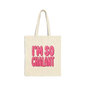 I'm So Chalant Pink Bubble Text Cotton Canvas Tote