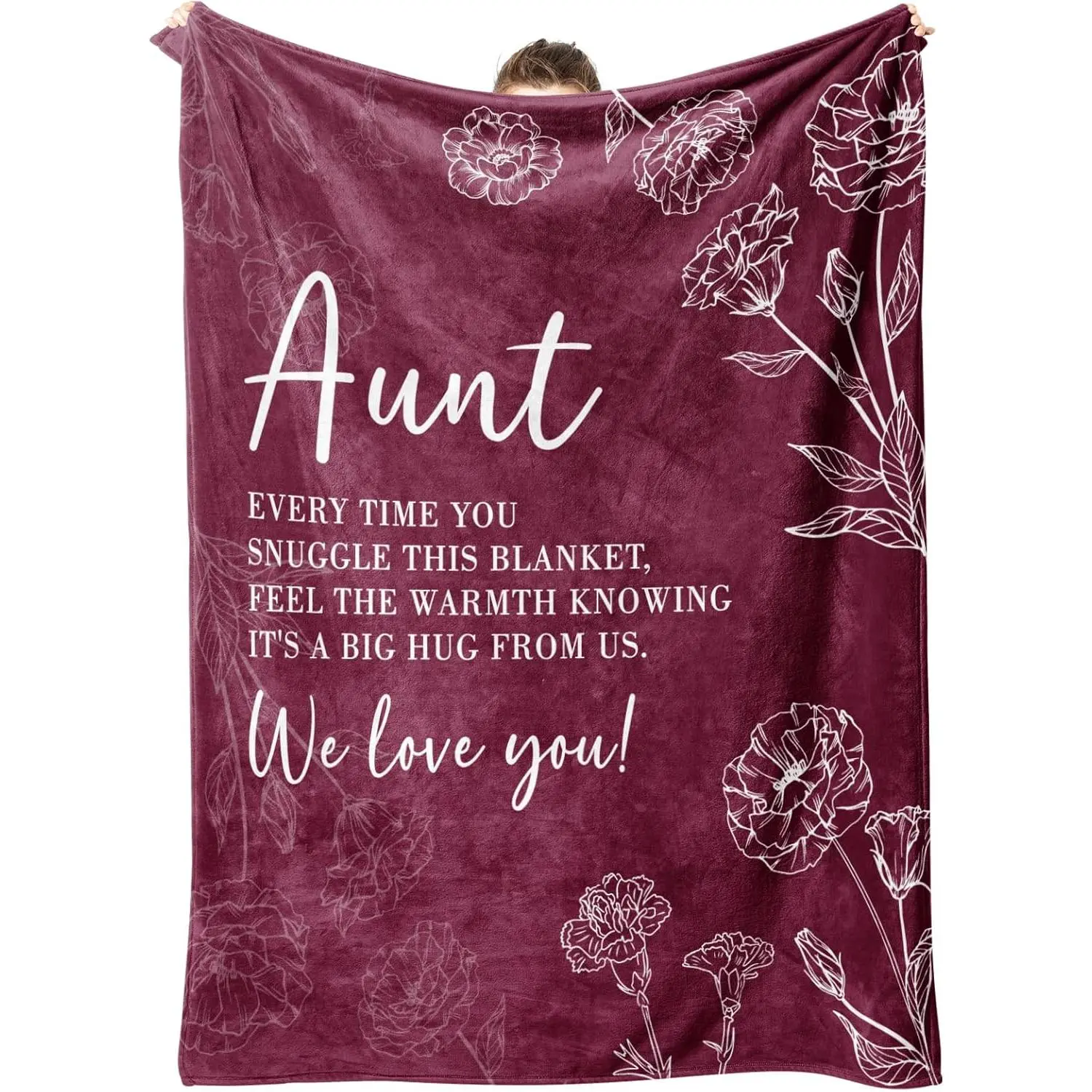 Burgundy Wrinkle-Resistant Throw Blanket (50"x60") - Christmas, Thanksgiving, Mother's Day Gifts for Aunts from Niece/Nephew