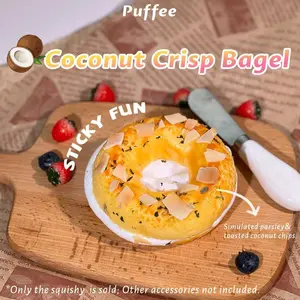 Bagel Food-grade Silicone Squishy, Creamy Soft Adhesive Toy, Taba Squishy, Happy Game Pinching Bread, Strawberry, Crunch, Crispy