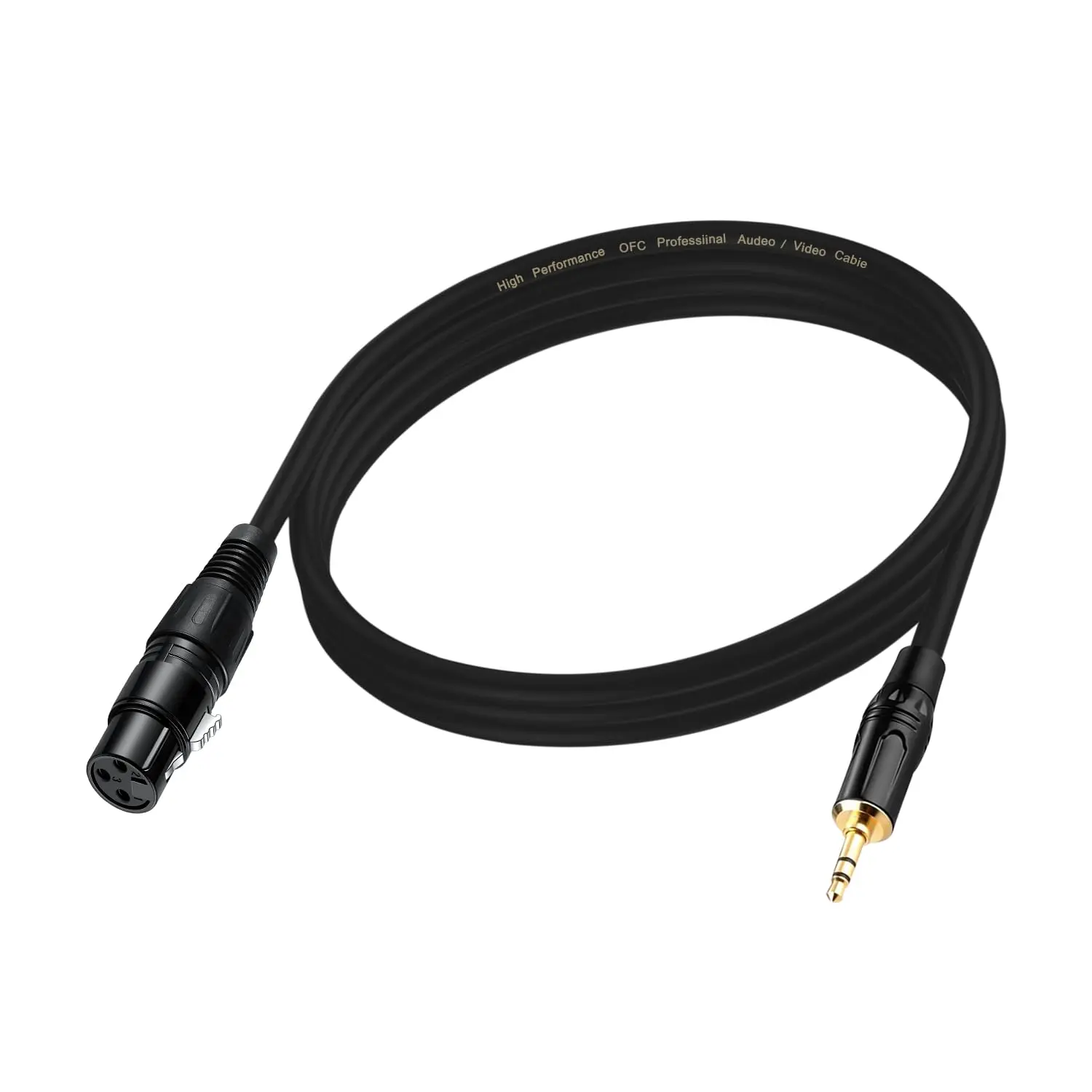 3.5mm to XLR Cable 6.6FT, Unbalanced 1/8 Mini Jack TRS Stereo Male to XLR Female Microphone Audio Cable, 24K-Gold-Plated Contacts for The cleanest Sound Experience