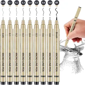 Black -Pen Fineliner Ink Pens, 9 Size Ultra Fine Point Pen,  Archival Ink, Multiliner Black Art Pens for Drawing, Sketching, Watercolor, Illustration, , Anime, Manga