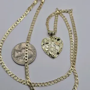 HEART NUGGET new 23mm style Cuban link necklace gold-plated 24"inches fashion style