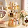 Raybee 360 Rotating Makeup Organizer, Large 2-3 Tier Acrylic Cologne Perfume Holder for Vanity Countertop,Steady Lazy Susan Cosmetics Storage Organizer, Space Saving Fragrance Display Tower for Lipsticks Brushes, Perfect Birthday Christmas Gift for Her