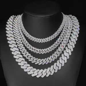 Hip Hop Necklace 10/12/14/15/20mm Iced Out CZ Cuban Link Chain Gift for Him/Her