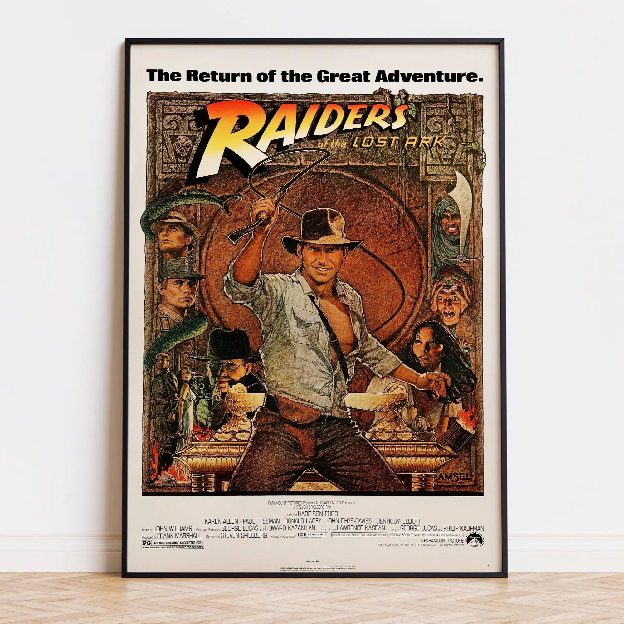 Custom Mid Century Jones and the Raiders of the Lost Ark Unframed Movie Poster - Retro Movie Print, Modern Vintage Movie Posters