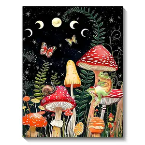 Adult Diamond Painting Mushroom and Frog Diamond Mosaic Art Set Full Round Gem Painting Set for Home Decoration Gift 30x40cm