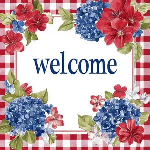 10" x 10" Red Gingham Welcome Sign TTE-266