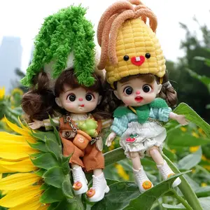 Vegetable Theme Mini Dress-Up Doll Keychain - Corn & Radish Comforting Posable Art Toy Bag Pendant, Collectible For Ages 14+ Only (Not Suitable For Kids)