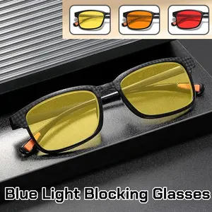 Gaming Blue Light Blocking Glasses with Night Vision - Orange/Red Lens, Anti High-Beam, Computer Protective Eyewear