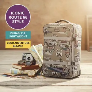 Route 66 Rolling Travel Bag Vintage Carry On Luggage Aesthetic Road Trip Suitcase