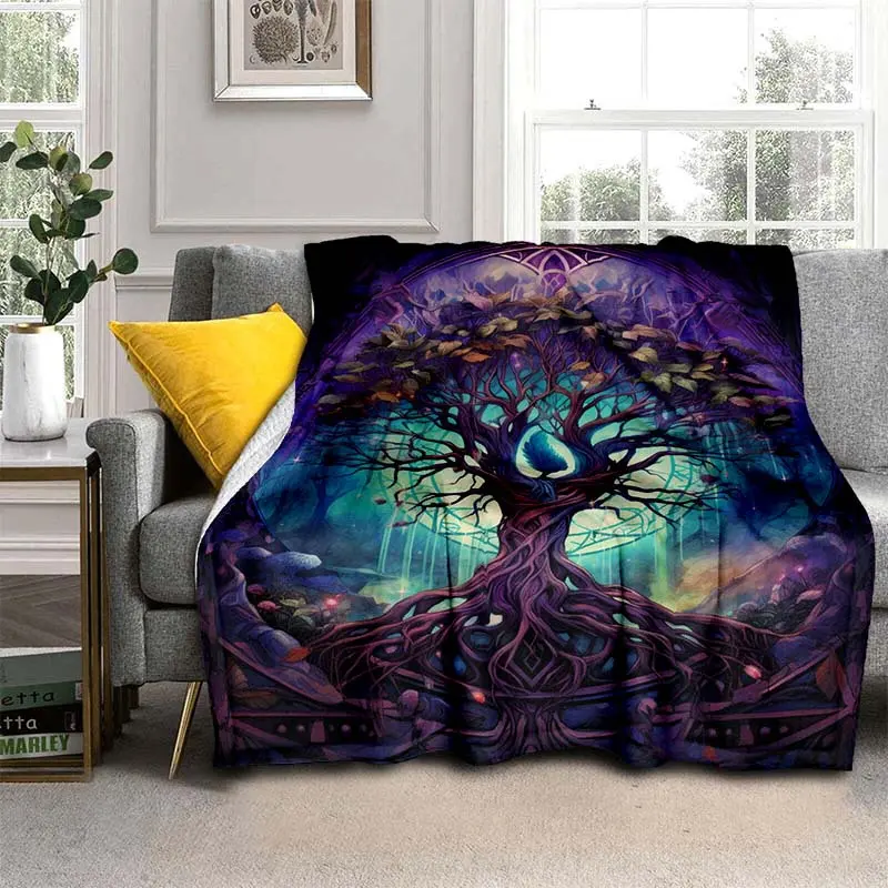 1pc Purple Tree Motif Soft Flannel Plush Blanket - Plush Texture, Lightweight, Warm Throw with 40x50in (100x130), 60x80in (150x200), 130x150 Multi-Size Options - Festive Use, Ideal for Sofa Home Supplies, 130Cm X 150Cm
