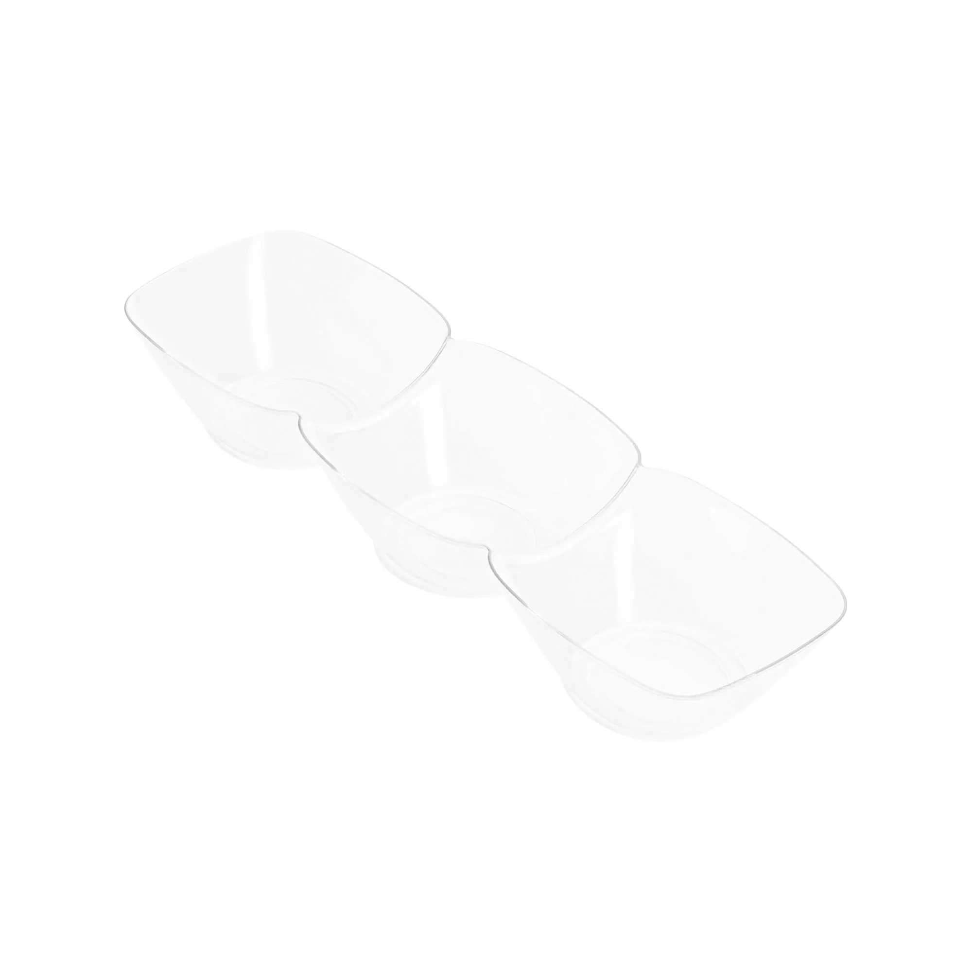 Clear Rectangular 3-Hole Mini Plastic Bowls