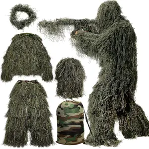 5-in-1 Ghillie Suit Set – 3D Camouflage Hunting Gear with Jacket, Pants, Hood & Carry Bag for Adults/Youth (M-XXL)